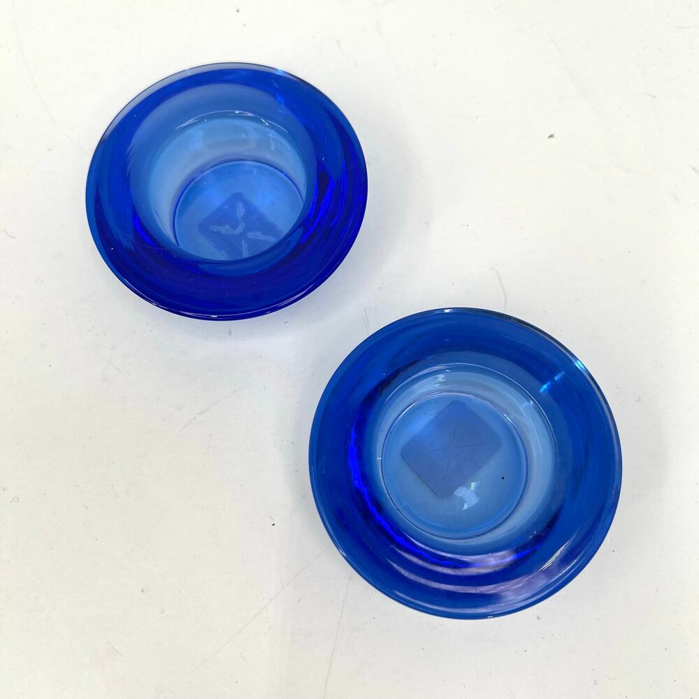 Crate & Barrel 3” cobalt blue tealight candle holders. Set of 2